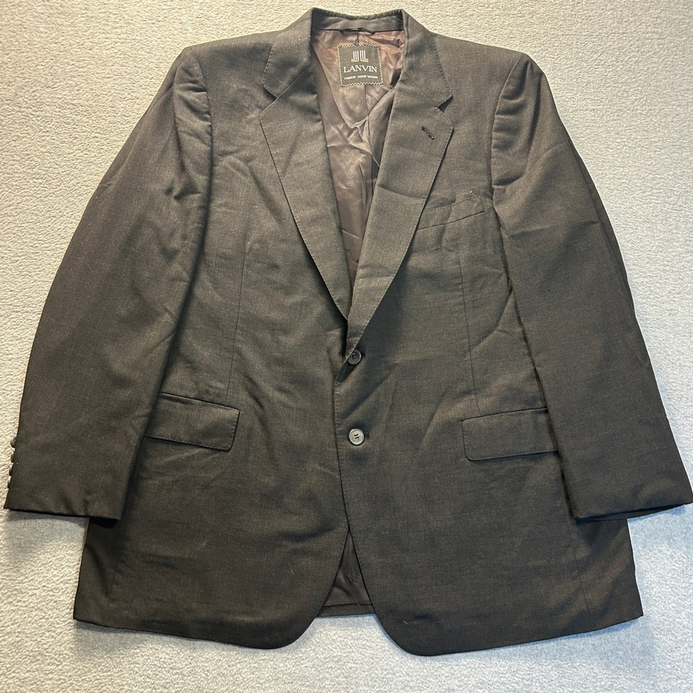 Lanvin Paris New York Blazer Sport Coat Mens 46R Brown Virgin Wool Vintage Fit